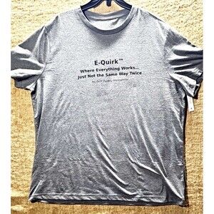 Men’s 2XL Gray E-Quirk™ Humorous Graphic T-Shirt NWT Crew Neck